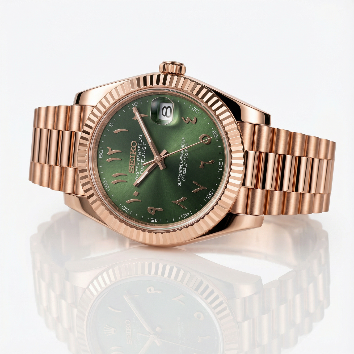 SeikoJust - Rose Gold Arabic Green