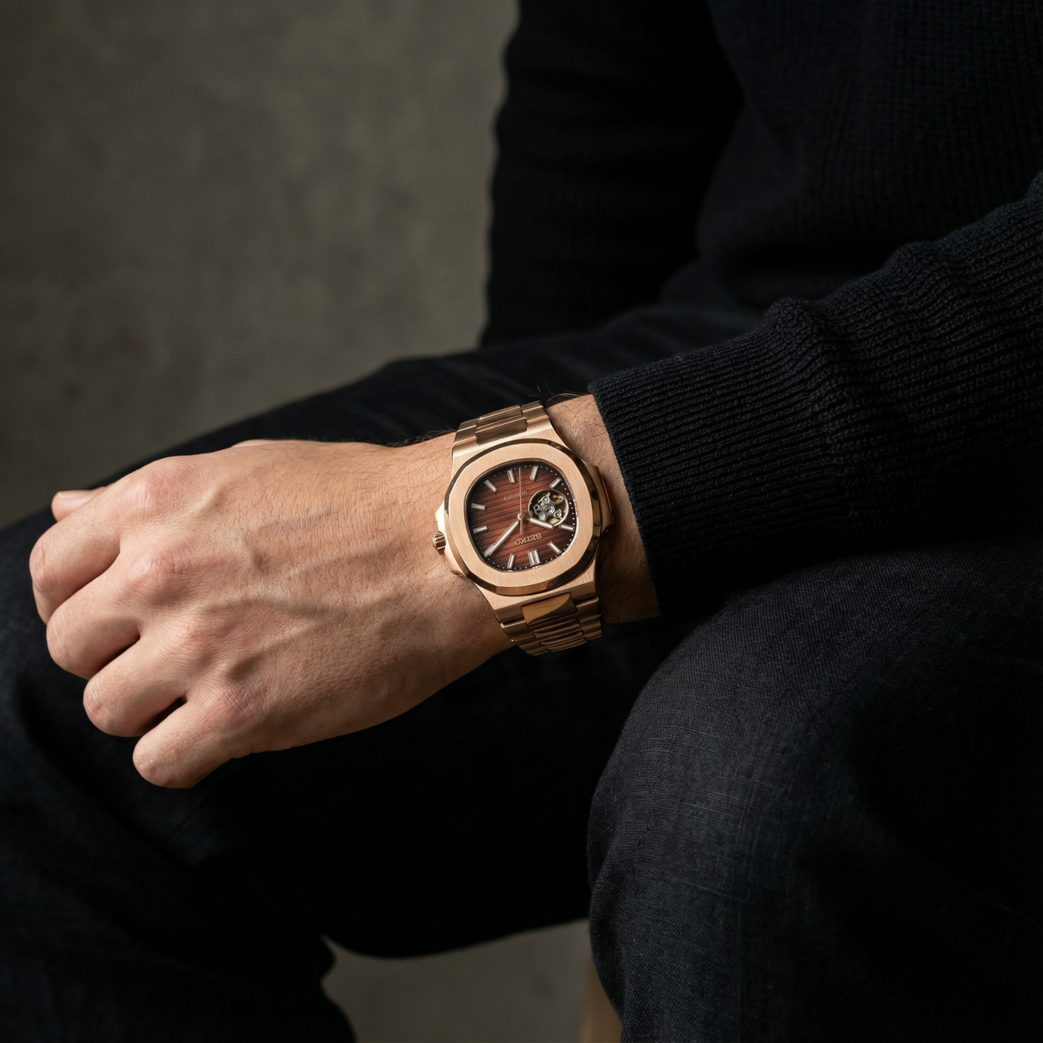 Nautiko Rose - Gold Chocolate Open Movement