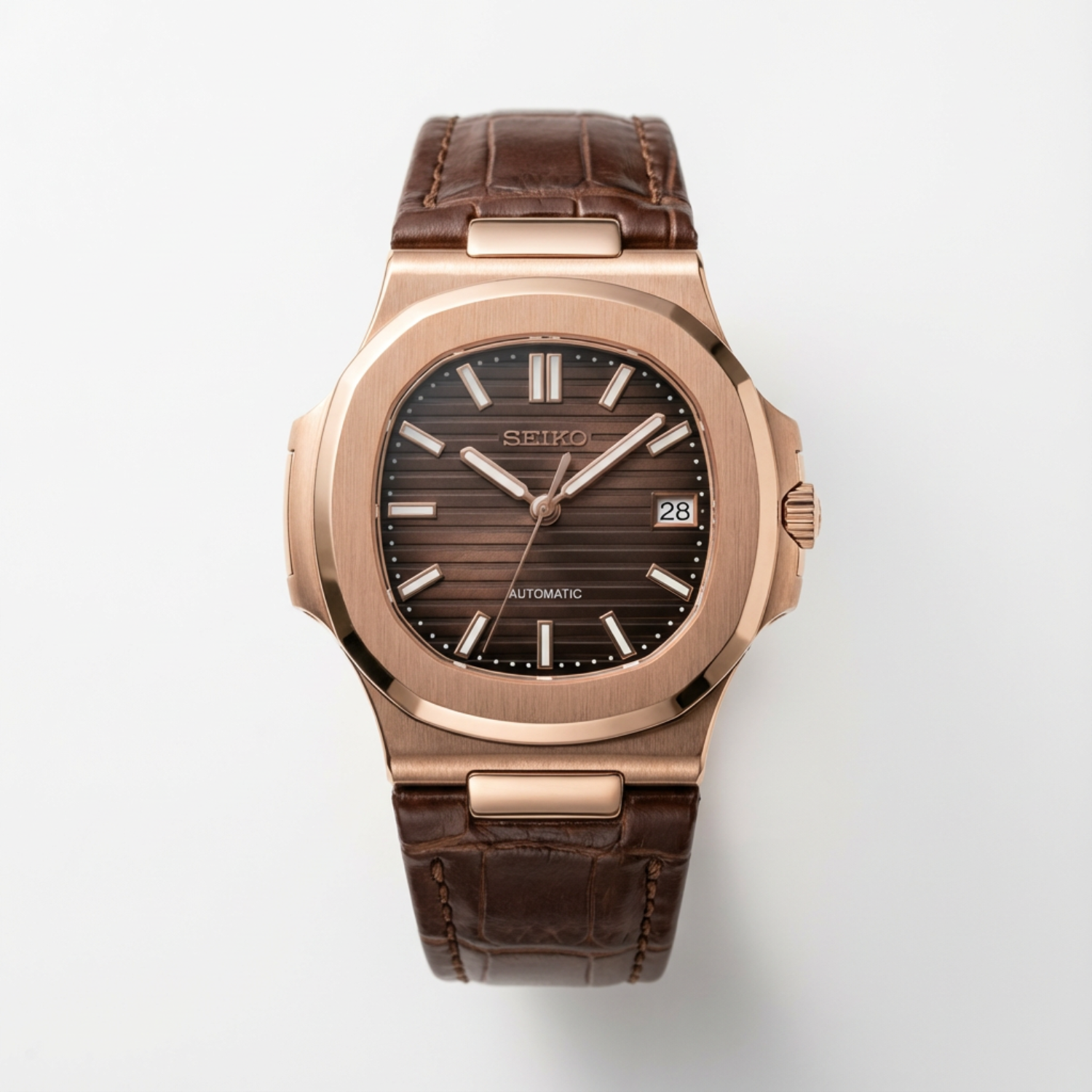 Nautiko - Rose Gold Chocolate Leather