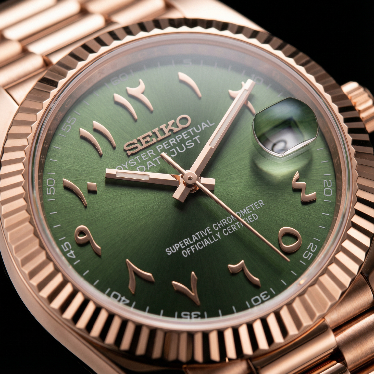 SeikoJust - Rose Gold Arabic Green