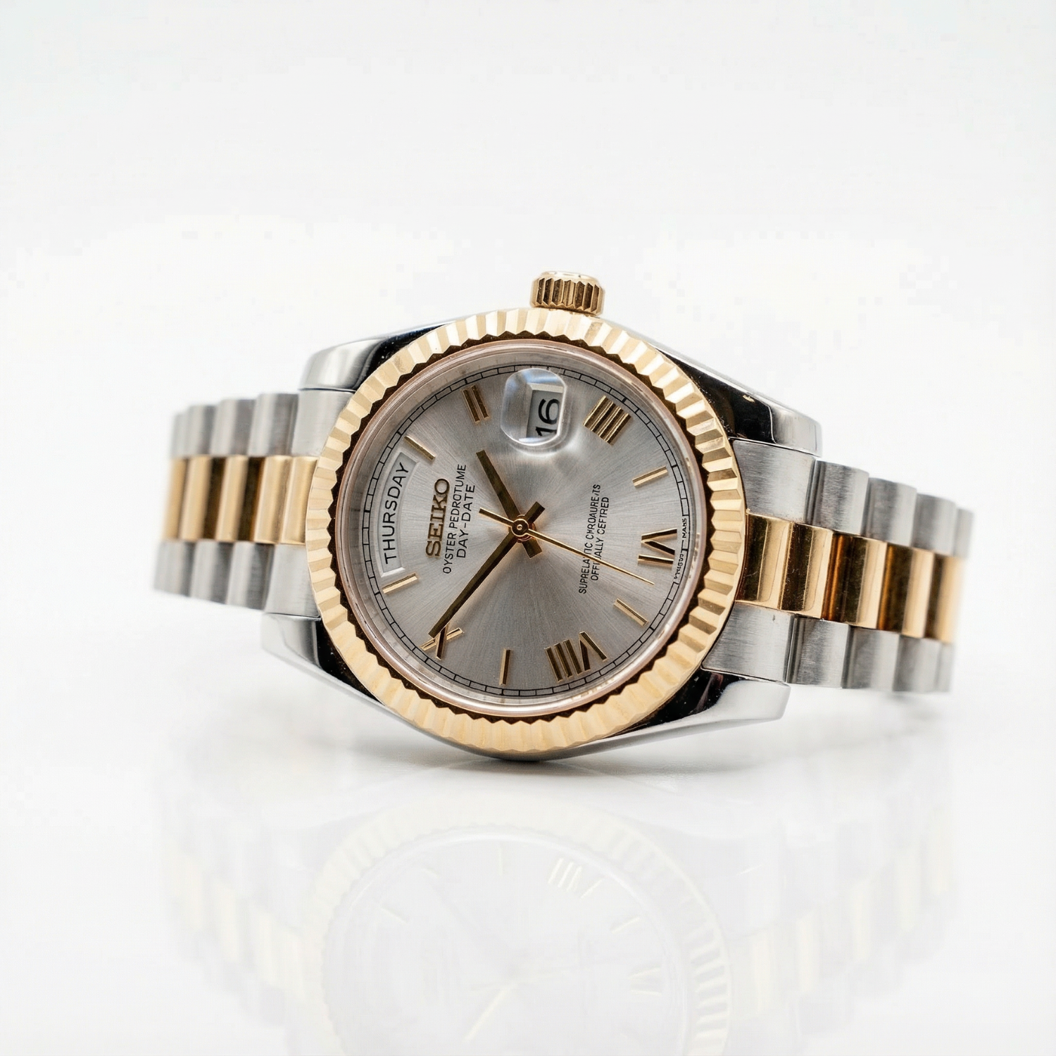 SeikoDate - Roman Silver Gold