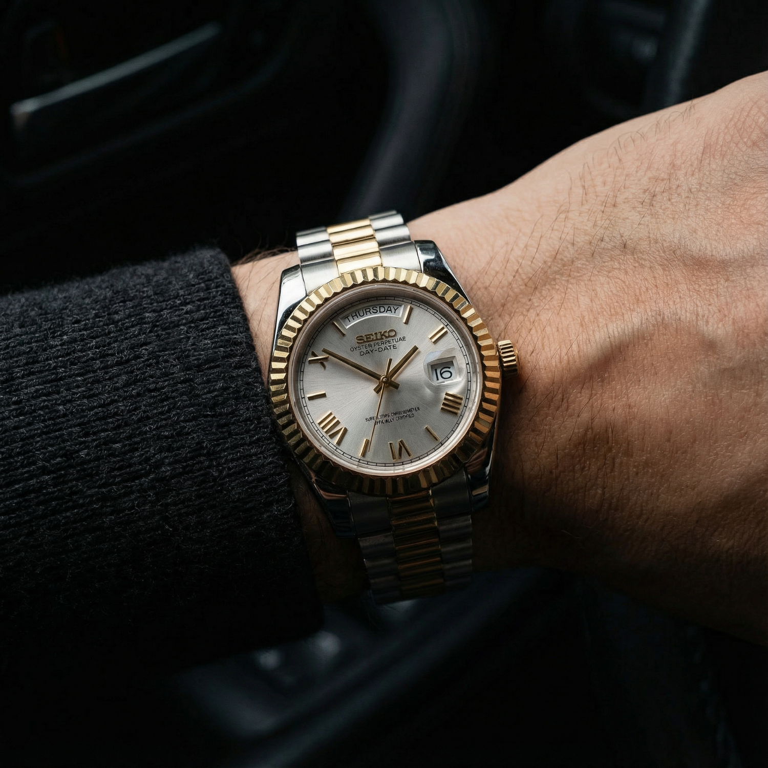 SeikoDate - Roman Silver Gold