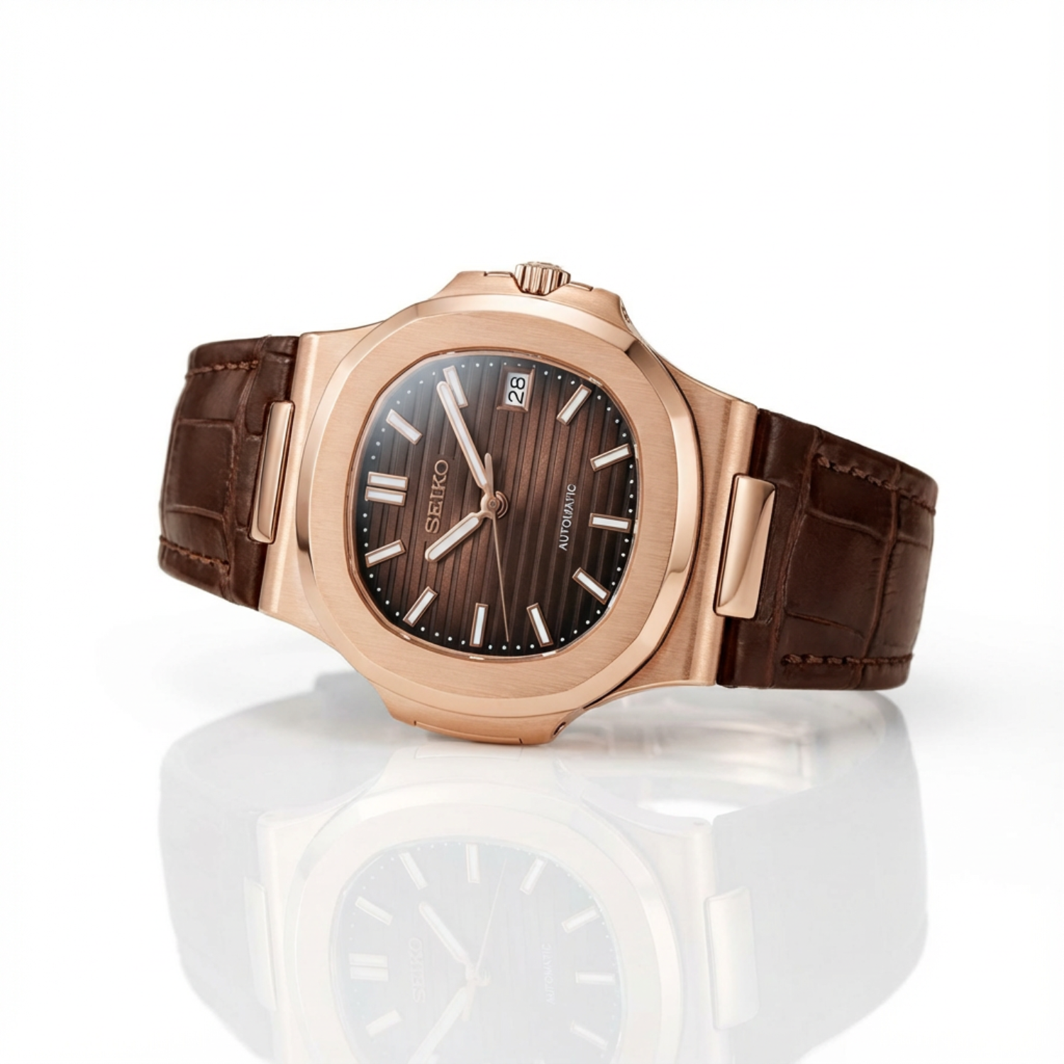 Nautiko - Rose Gold Chocolate Leather