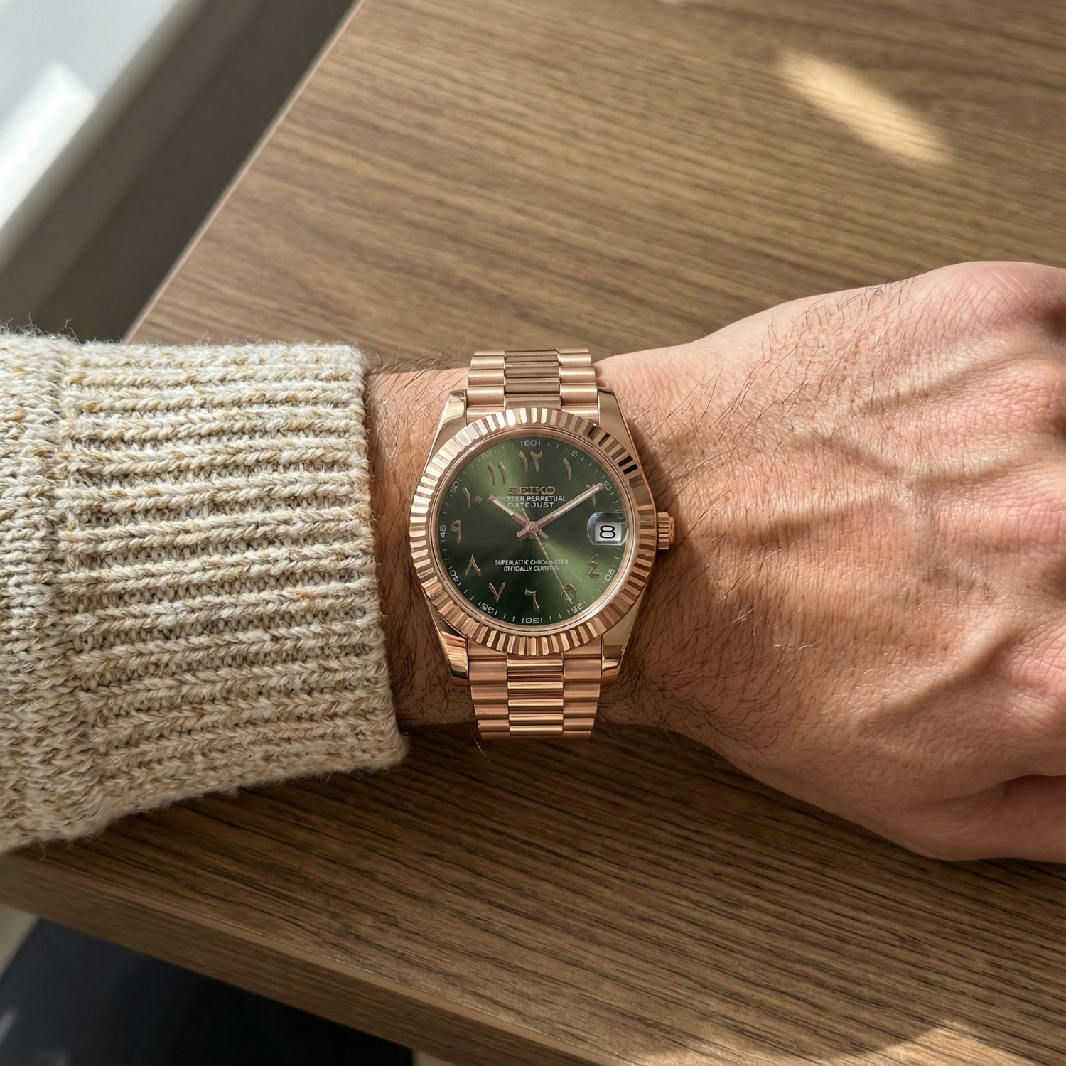 SeikoJust - Rose Gold Arabic Green