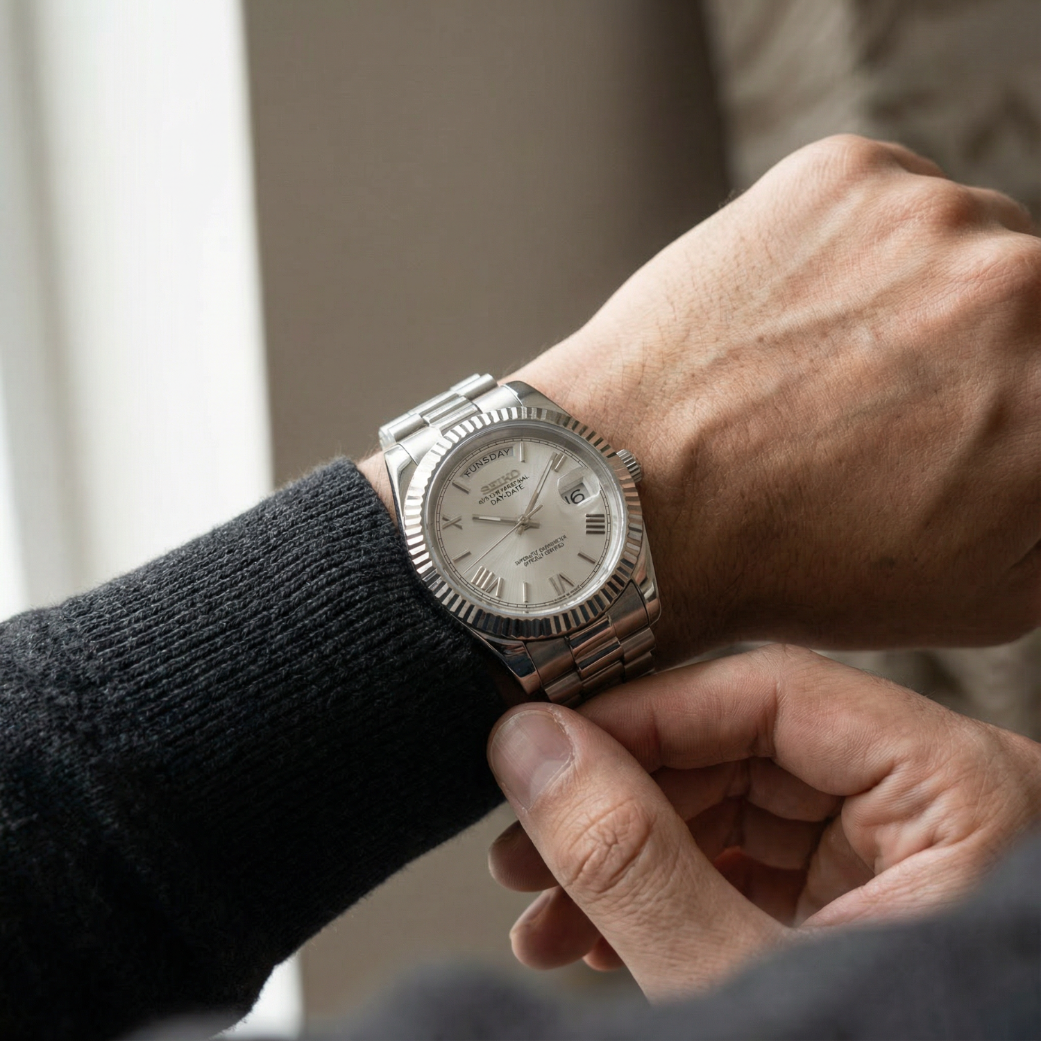 SeikoDate - Roman Silver