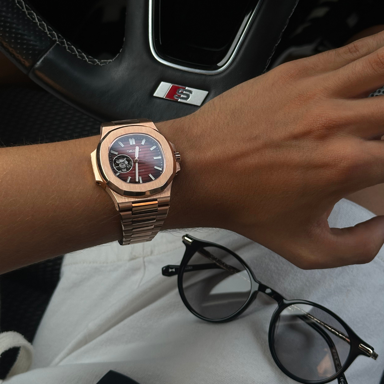 Nautiko Rose - Gold Chocolate Open Movement