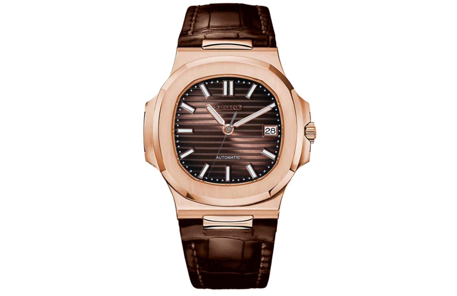 Nautiko - Rose Gold Chocolate Leather