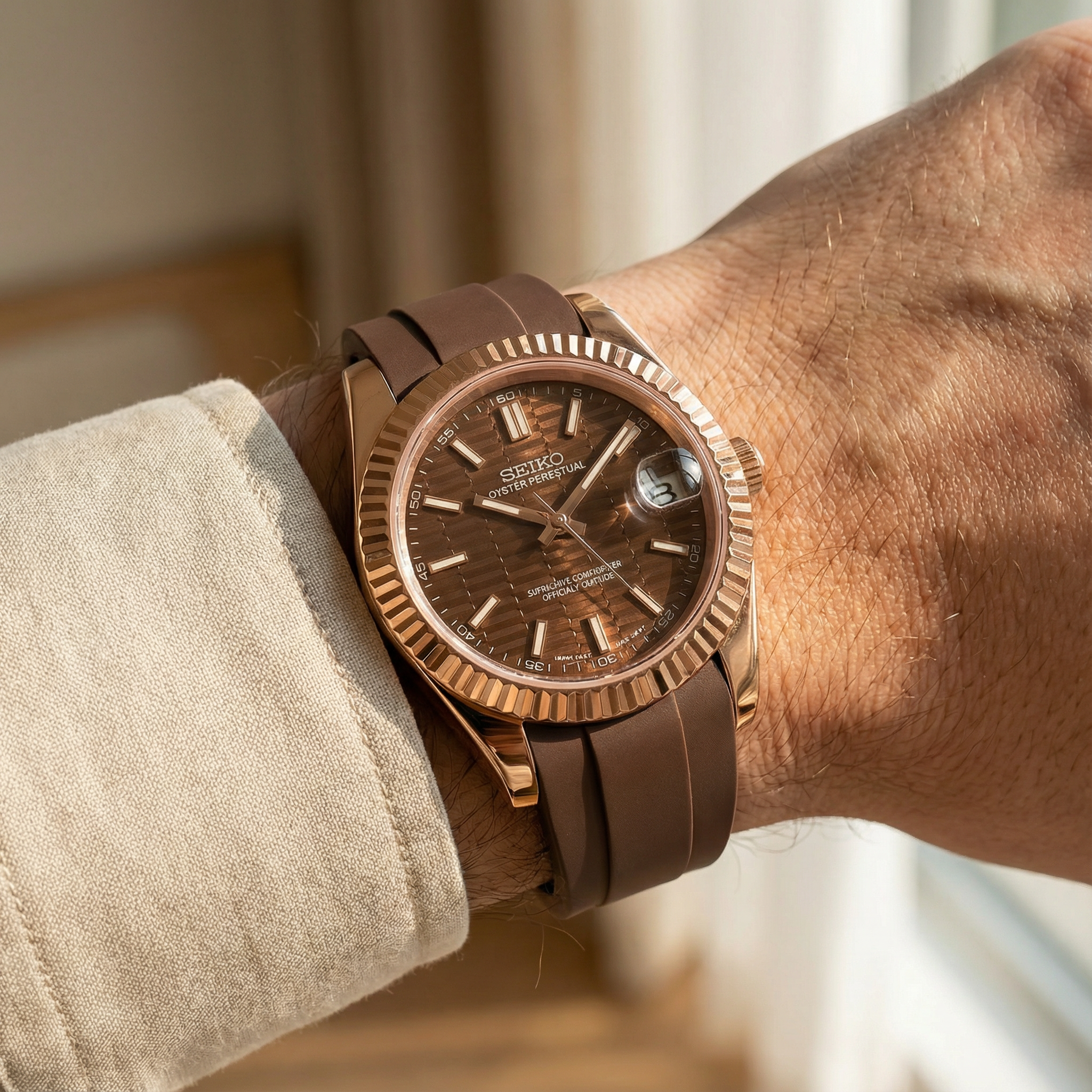 SeikoJust - Rubber Rose Gold Chocolate